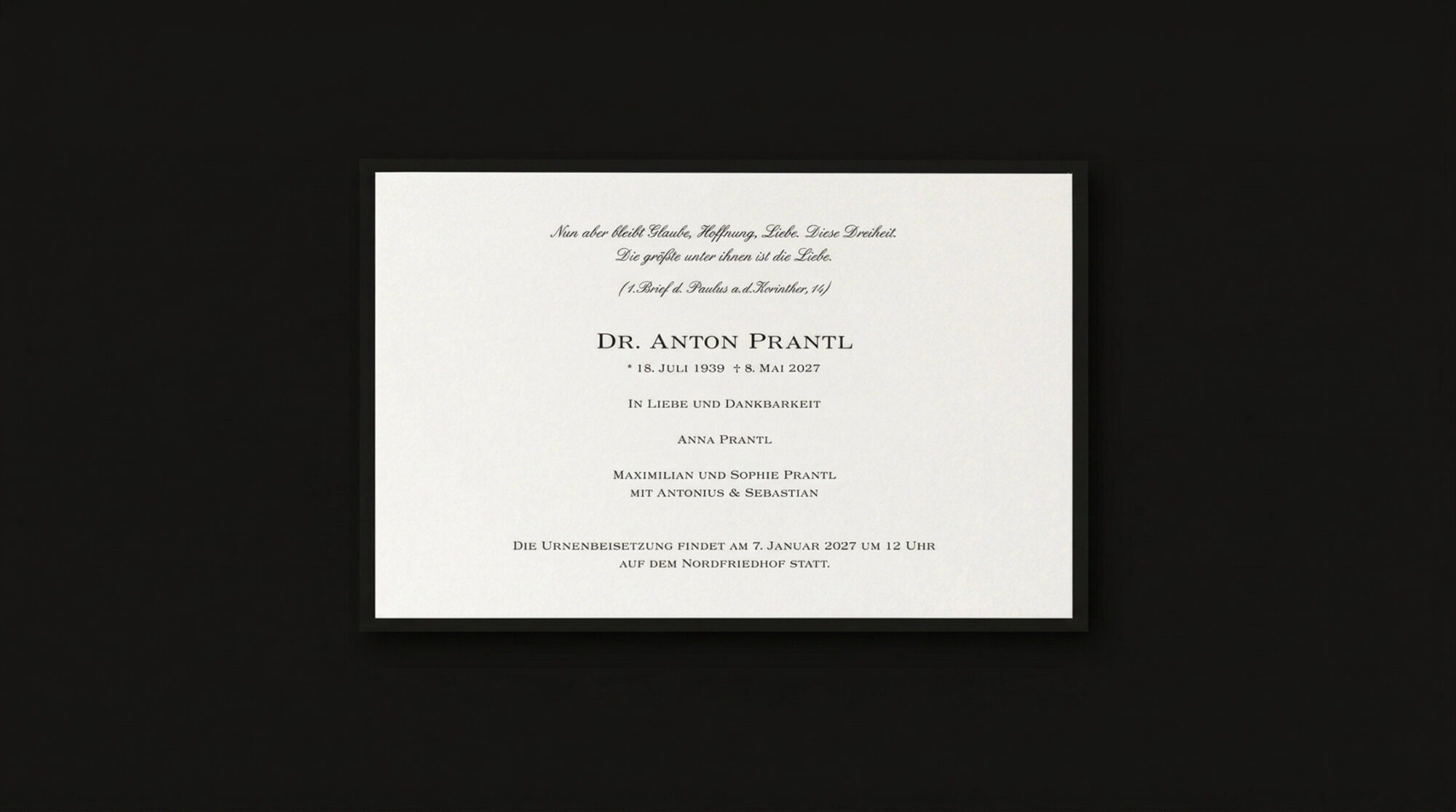 obituary card
